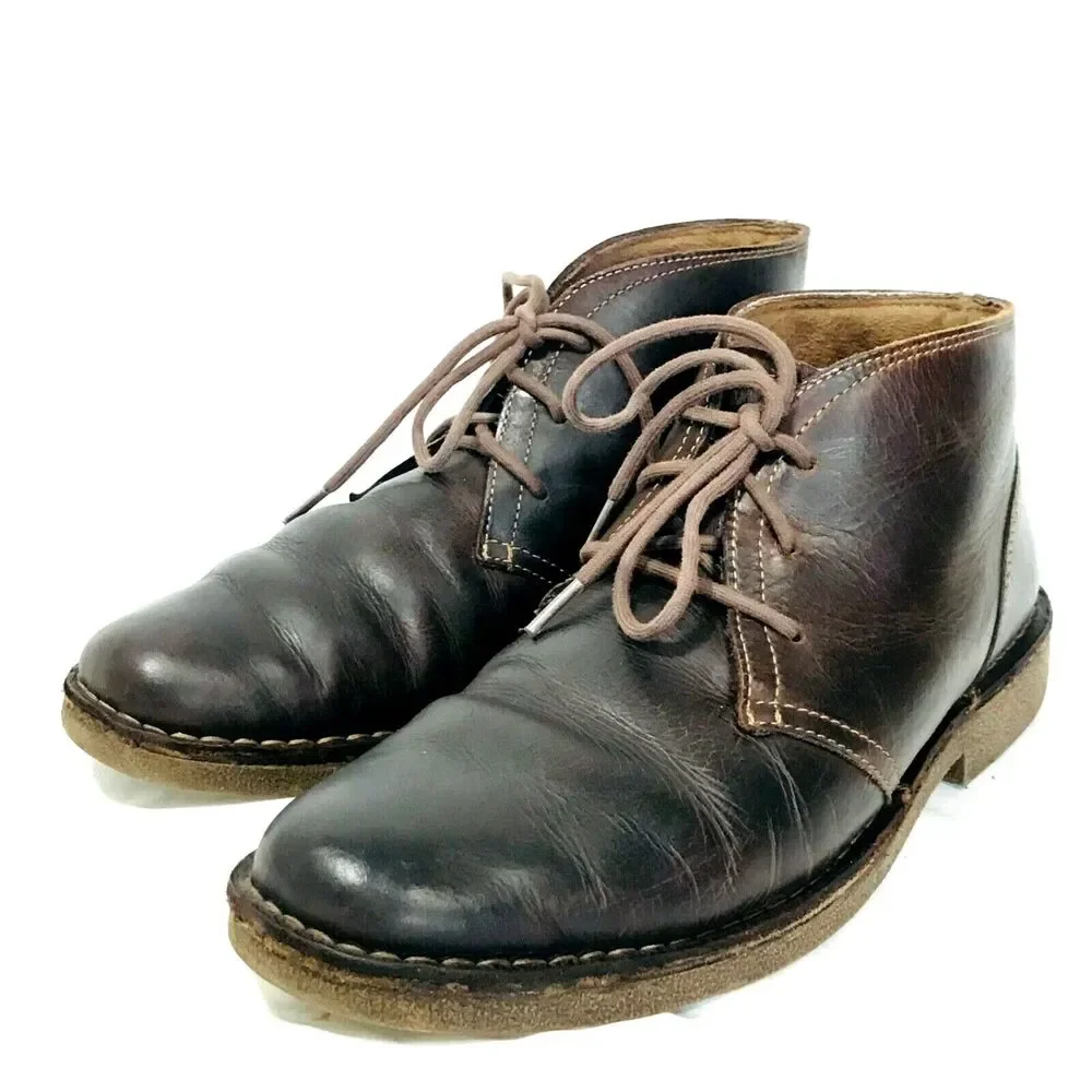 Dockers Ankle Boot Chukka Leather Tussock Brown 9.5 Mens Crepe Sole Lace Up Shoe
